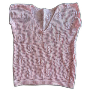 Vintage Unbranded Peach V-Neck Crocheted Top Women's Small